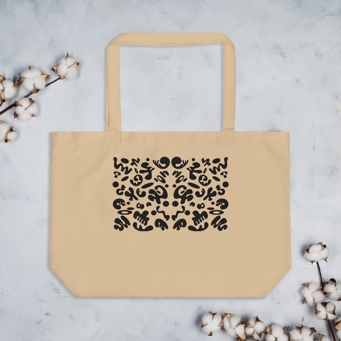 BRIGHT FUTURE LARGE EMBROIDERED ECO TOTE BAG - Warm White