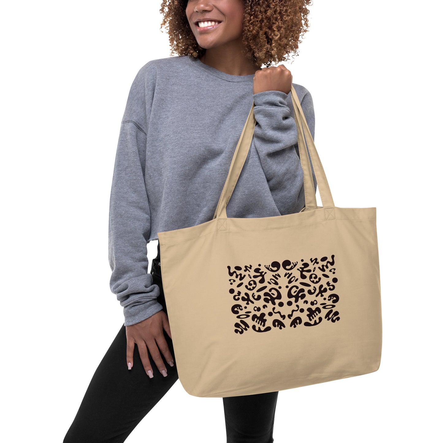 BRIGHT FUTURE LARGE PRINTED ECO TOTE BAG - Warm White