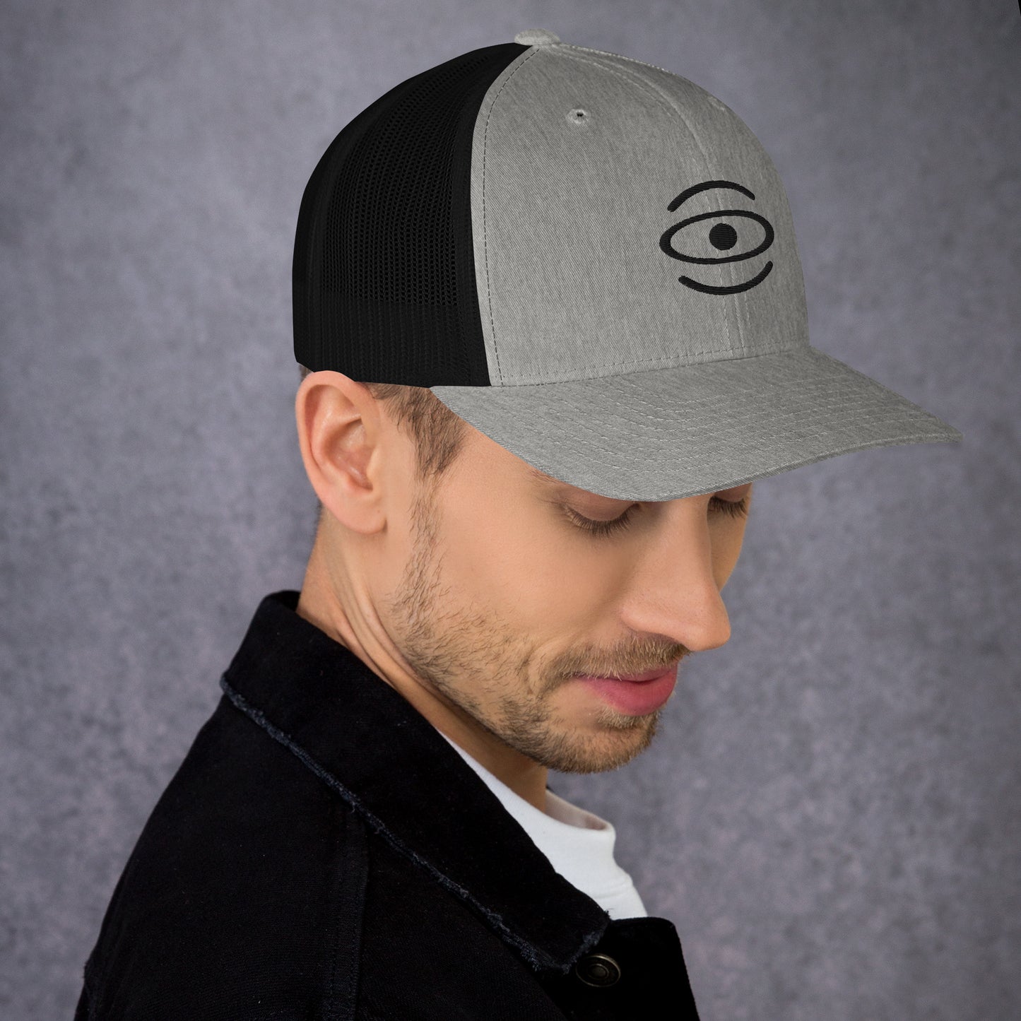 PURE IMAGINATION EMBROIDERED TRUCKER CAP - Black Logo