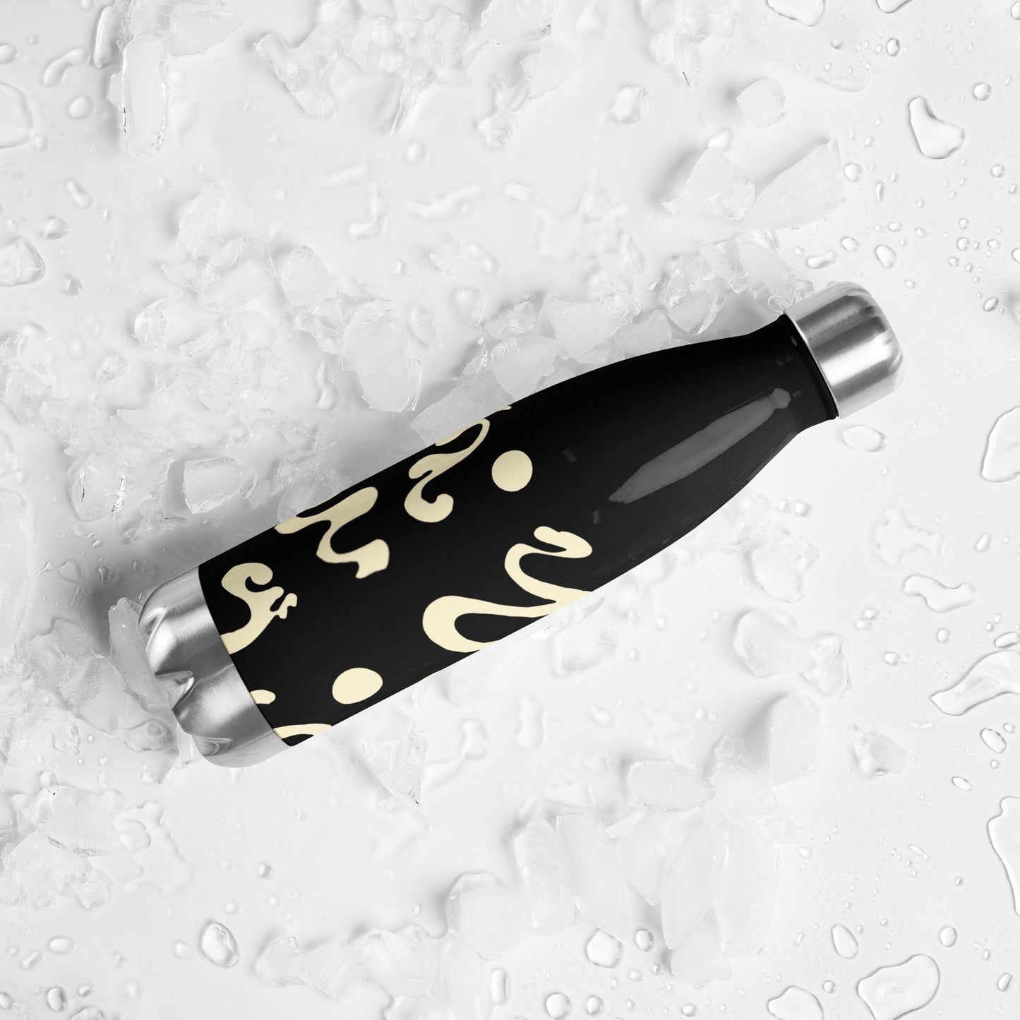 NOURISH'D STAINLESS STEEL WATER BOTTLE - Smoke Black Print