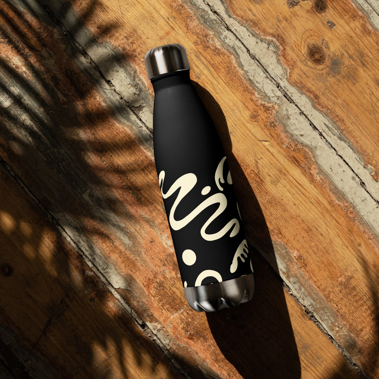 NOURISH'D STAINLESS STEEL WATER BOTTLE - Smoke Black Print