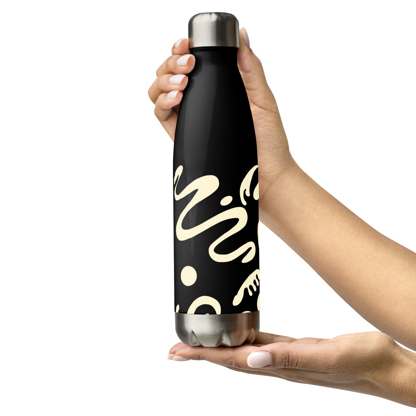 NOURISH'D STAINLESS STEEL WATER BOTTLE - Smoke Black Print