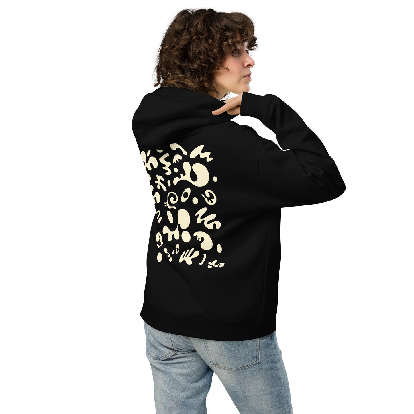 ADORN'D UNISEX OVERSIZED HOODIE w EMBROIDERED WHITE LOGO + BACK PRINT