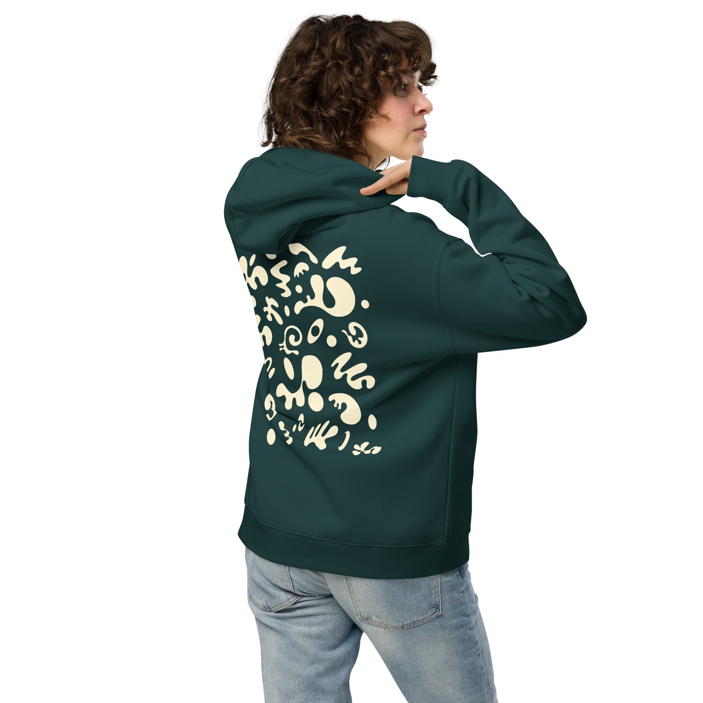 ADORN'D UNISEX OVERSIZED HOODIE w EMBROIDERED WHITE LOGO + BACK PRINT