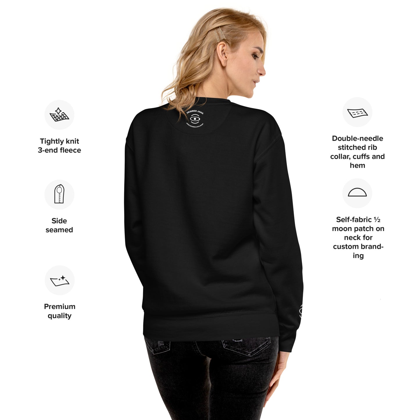 BRIGHT FUTURE UNISEX PREMIUM SWEATSHIRT W EMBROIDERY AND SLEEVE DETAIL - OG Print