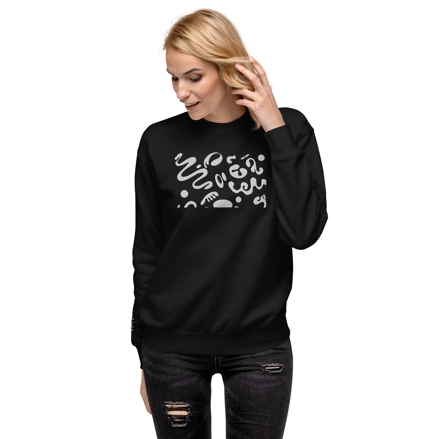 BRIGHT FUTURE UNISEX PREMIUM SWEATSHIRT W EMBROIDERY AND SLEEVE DETAIL - OG Print