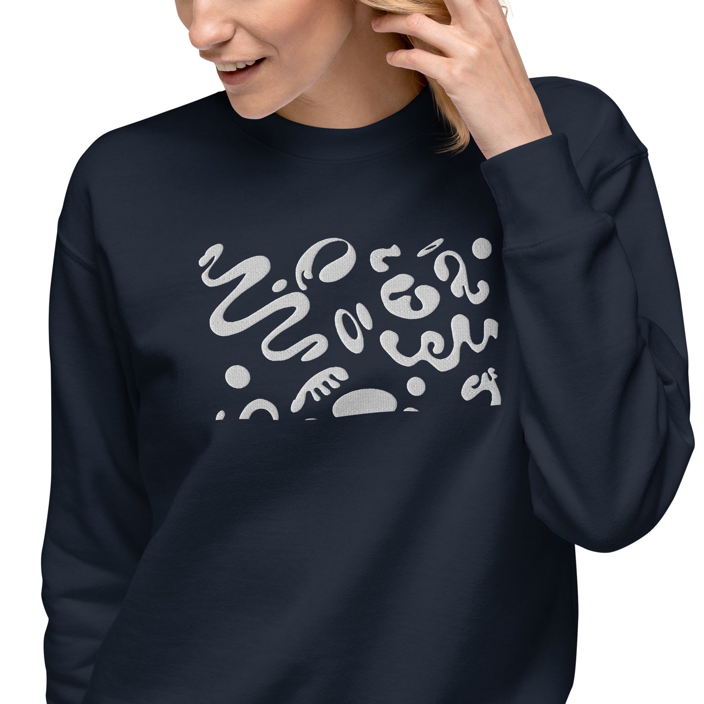 BRIGHT FUTURE UNISEX PREMIUM SWEATSHIRT W EMBROIDERY AND SLEEVE DETAIL - OG Print