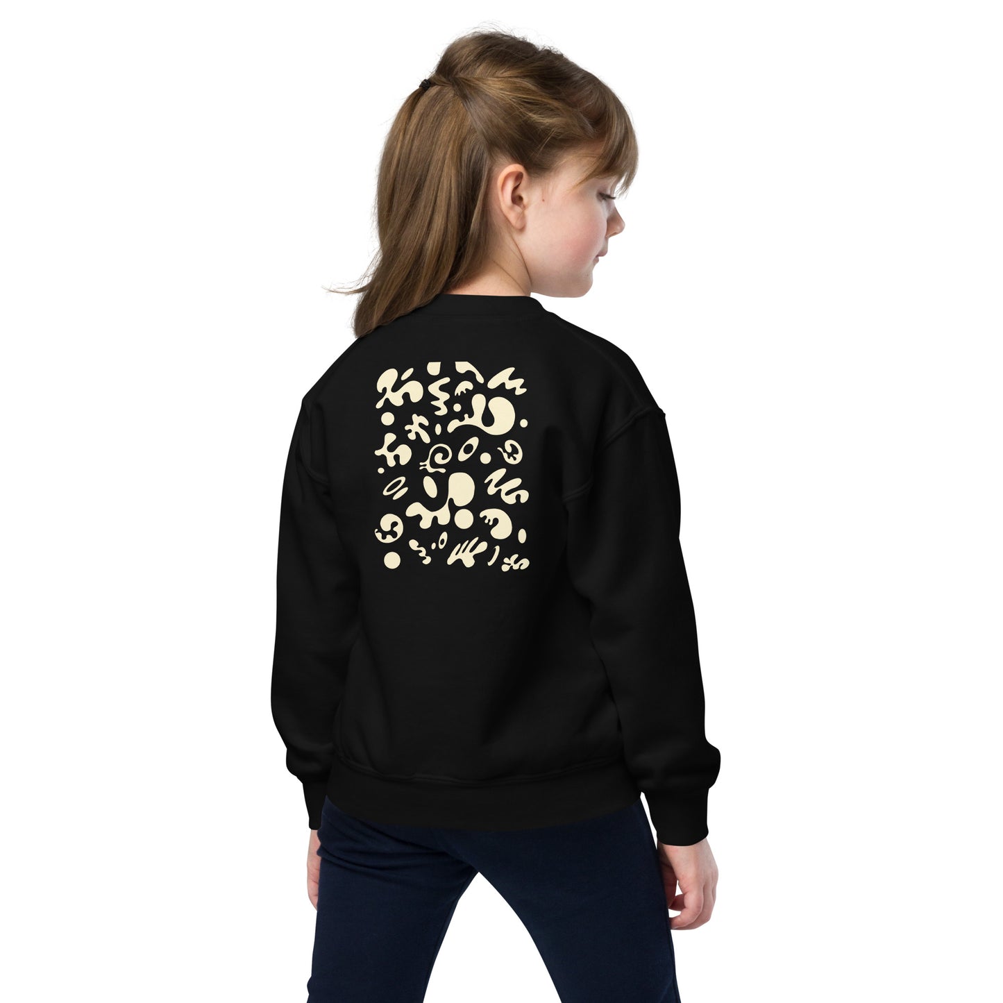 BRIGHT FUTURE YOUTH CREWNECK SWEATSHIRT W EMBROIDERED WHITE LOGO + BACK PRINT