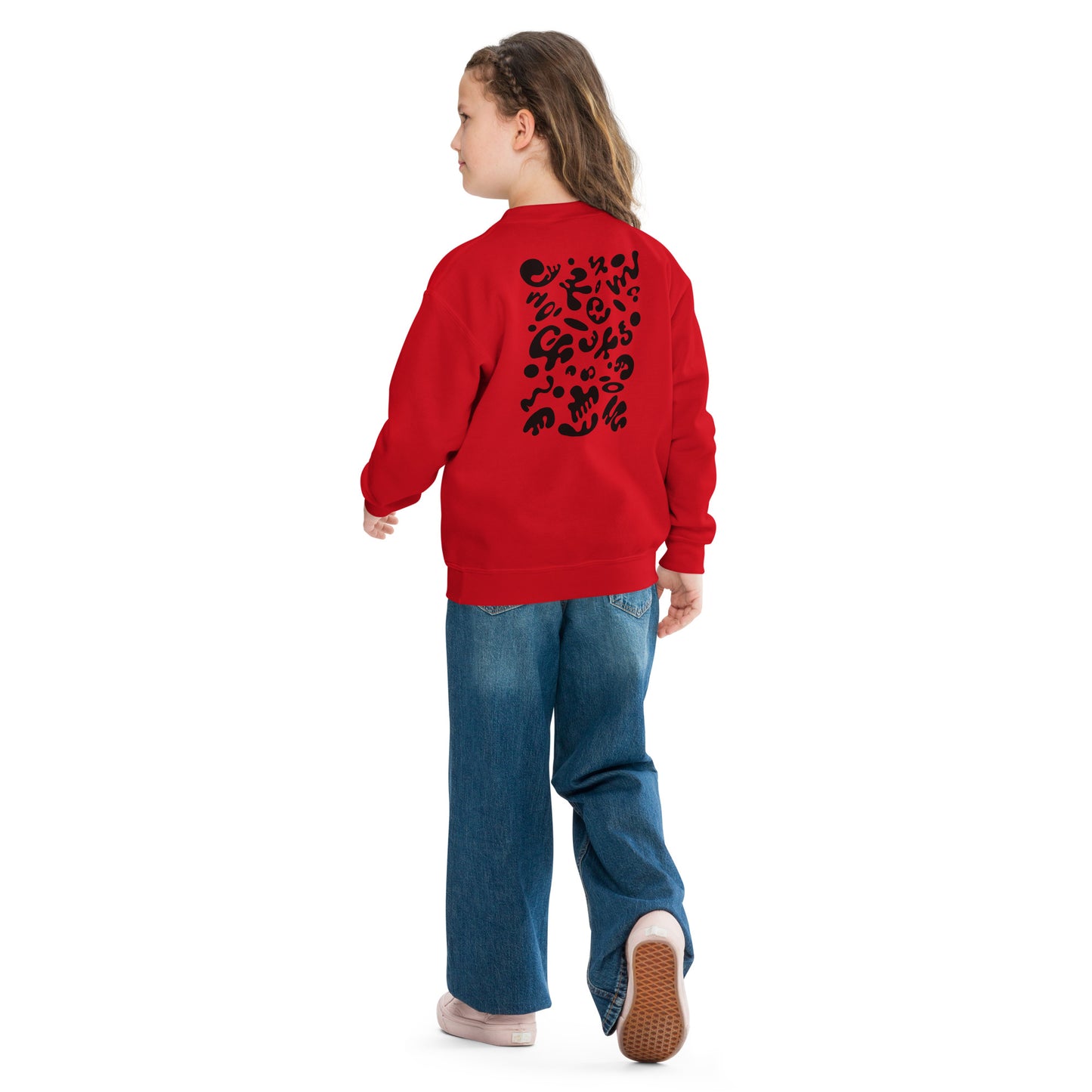 BRIGHT FUTURE YOUTH CREWNECK SWEATSHIRT W EMBROIDERED BLACK LOGO + BACK PRINT