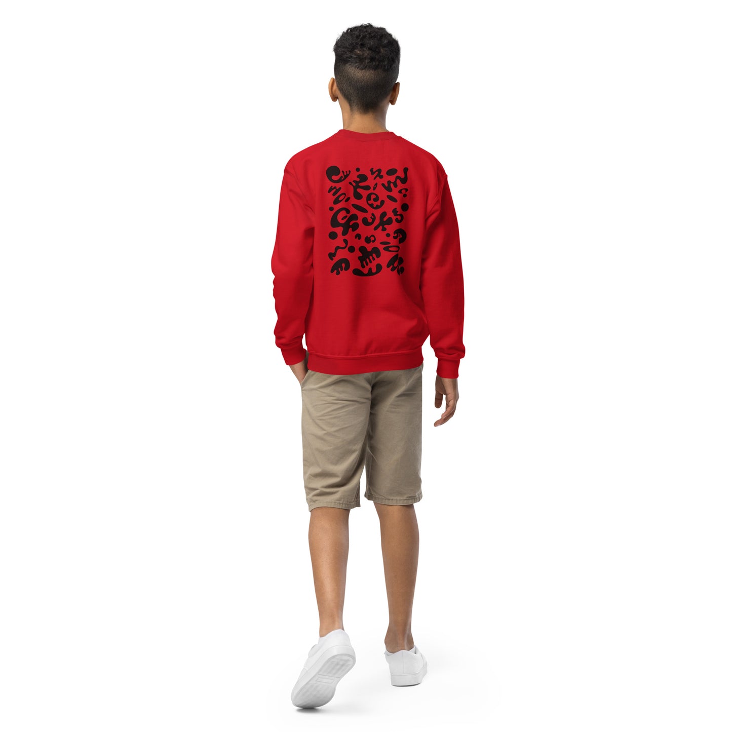 BRIGHT FUTURE YOUTH CREWNECK SWEATSHIRT W EMBROIDERED BLACK LOGO + BACK PRINT