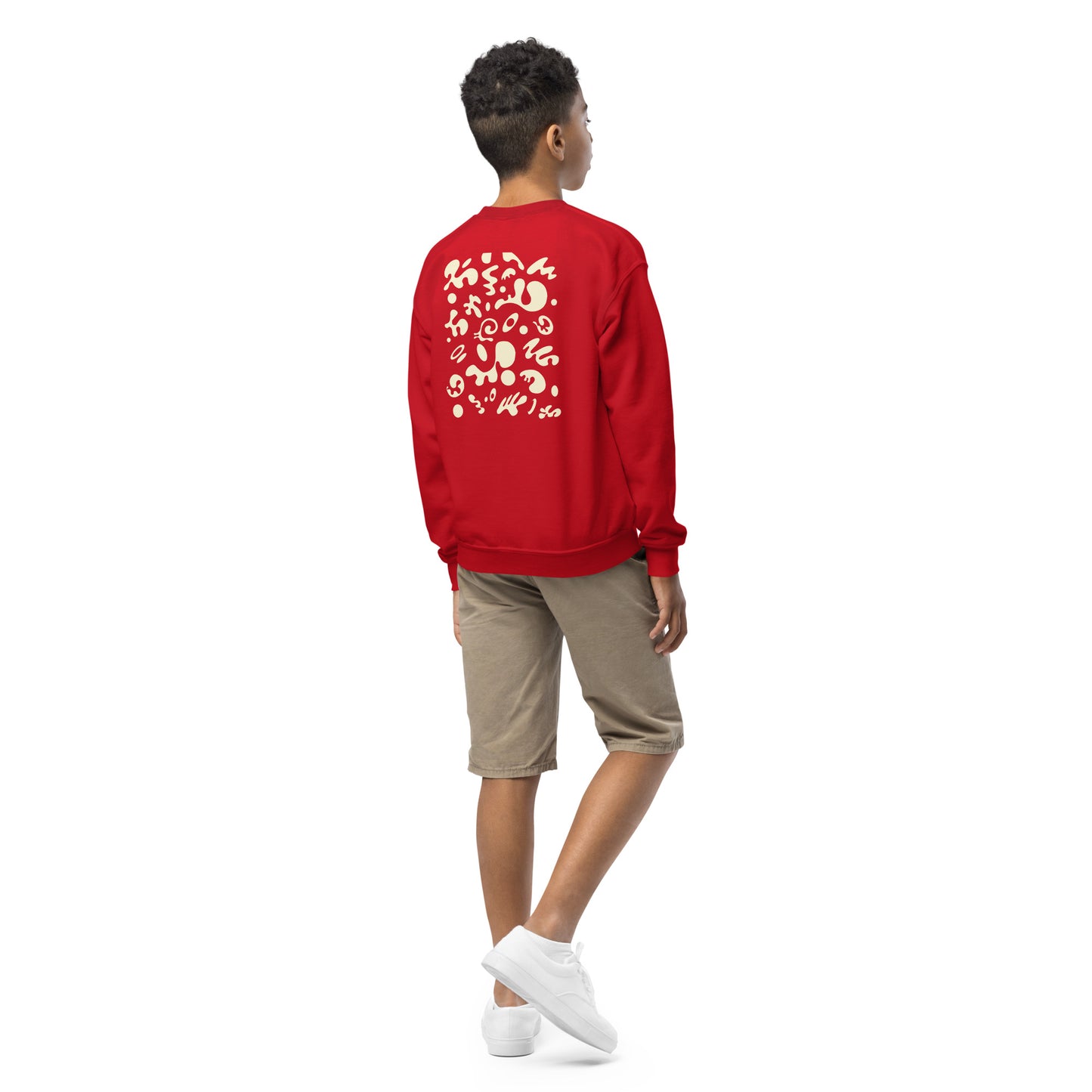 BRIGHT FUTURE YOUTH CREWNECK SWEATSHIRT W EMBROIDERED WHITE LOGO + BACK PRINT