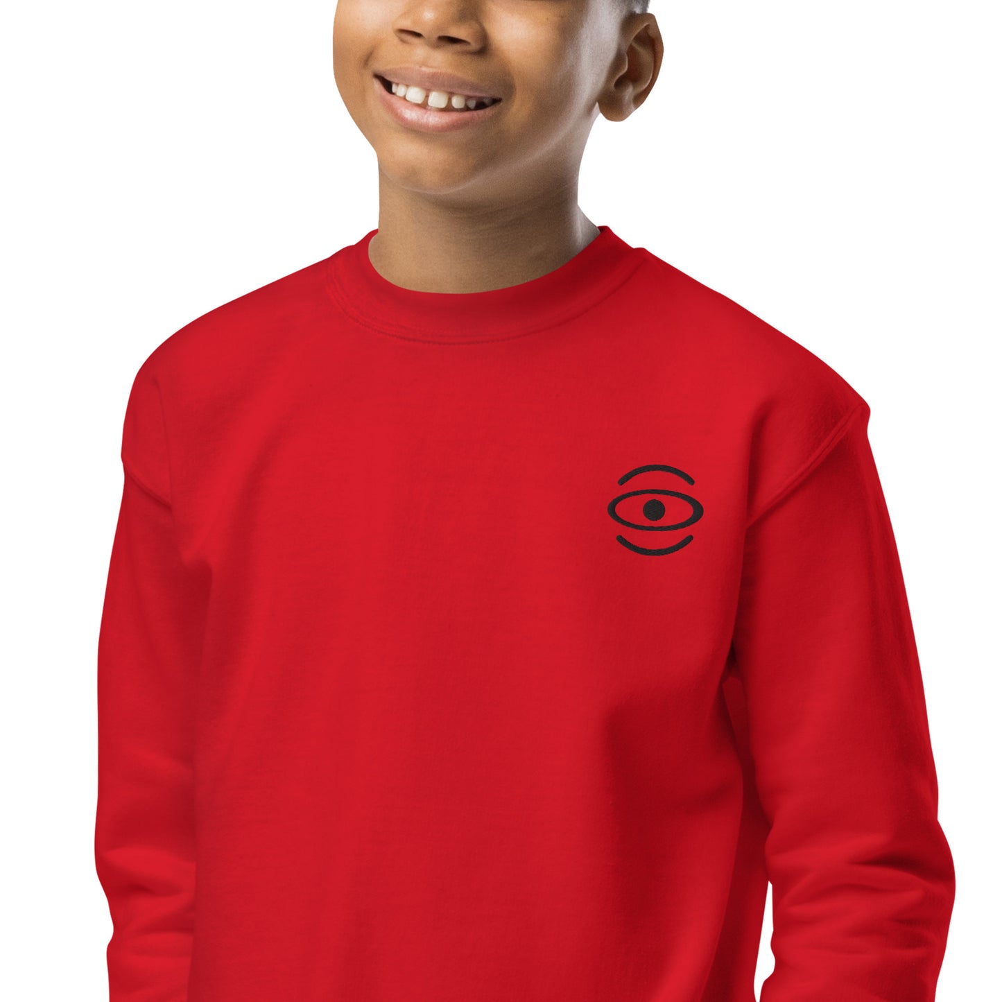 BRIGHT FUTURE YOUTH CREWNECK SWEATSHIRT W EMBROIDERED BLACK LOGO + BACK PRINT