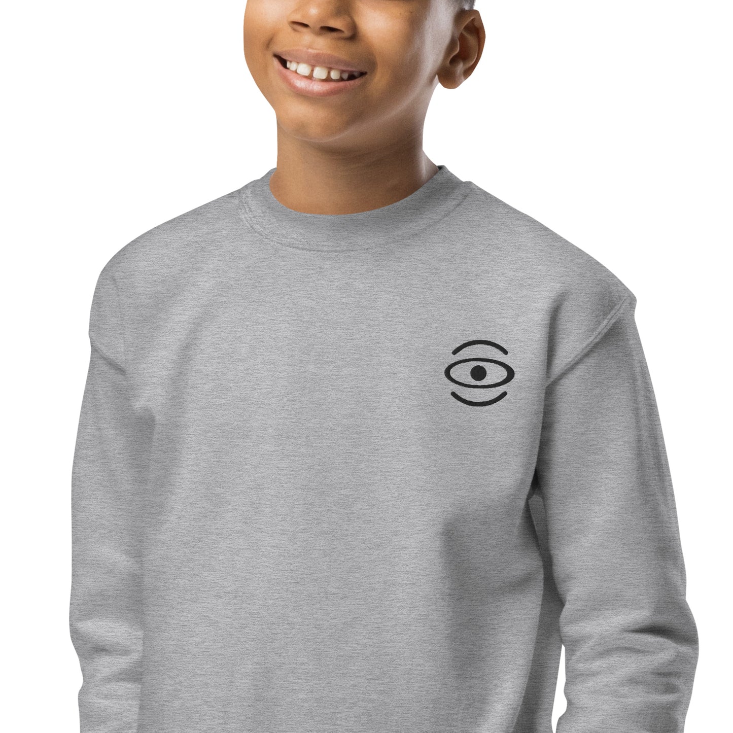 BRIGHT FUTURE YOUTH CREWNECK SWEATSHIRT W EMBROIDERED BLACK LOGO + BACK PRINT