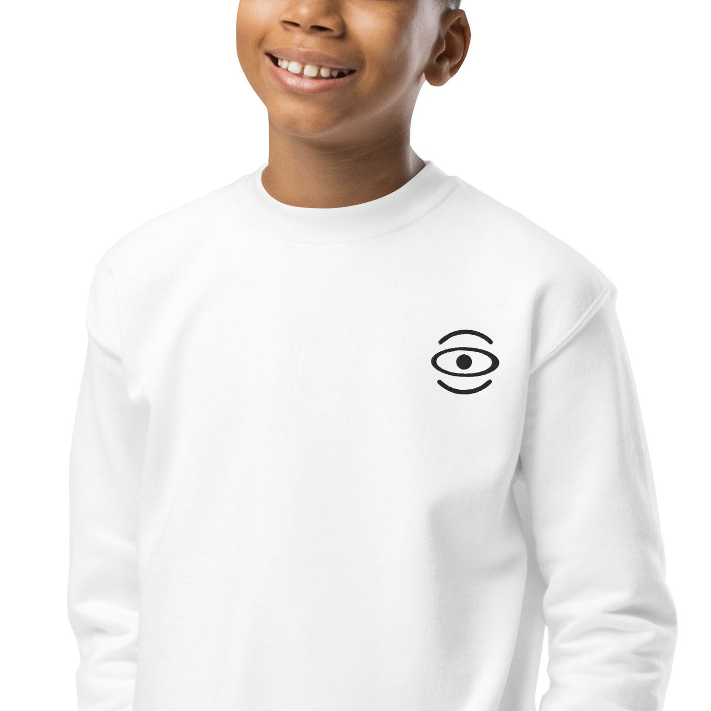 BRIGHT FUTURE YOUTH CREWNECK SWEATSHIRT W EMBROIDERED BLACK LOGO + BACK PRINT